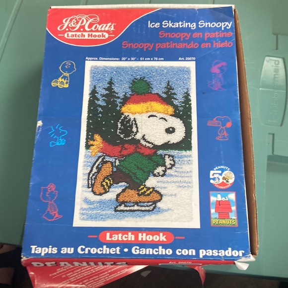 J & P Coats Wall Decor Vintage Ice Skating Snoopy Latch Hook Kit Poshmark